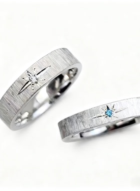 拉丝六芒星戒指足银999