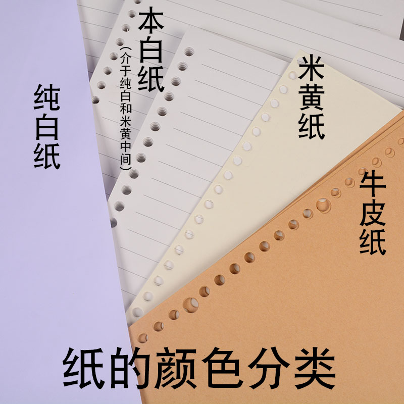 本白色纸象牙白A4/B5/B5活页替芯纸10mm行距宽格横线4/9//26/30孔 - 图0