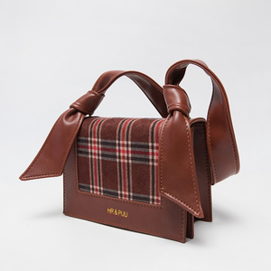 韩版绒面格纹简约时尚单肩包