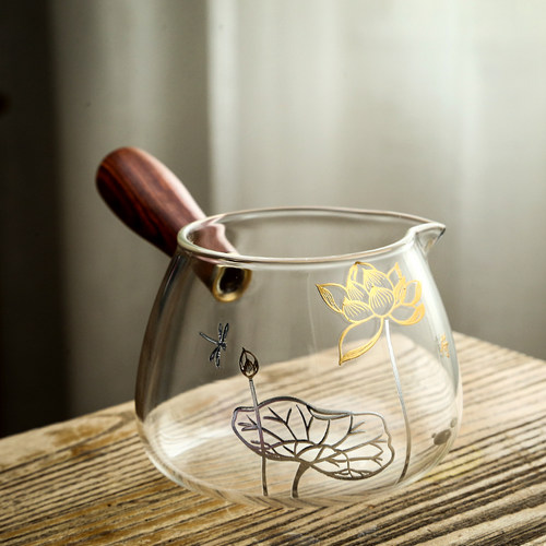 木把玻璃公道杯侧把公杯分茶器加厚茶海耐高温功夫茶具 - 图2