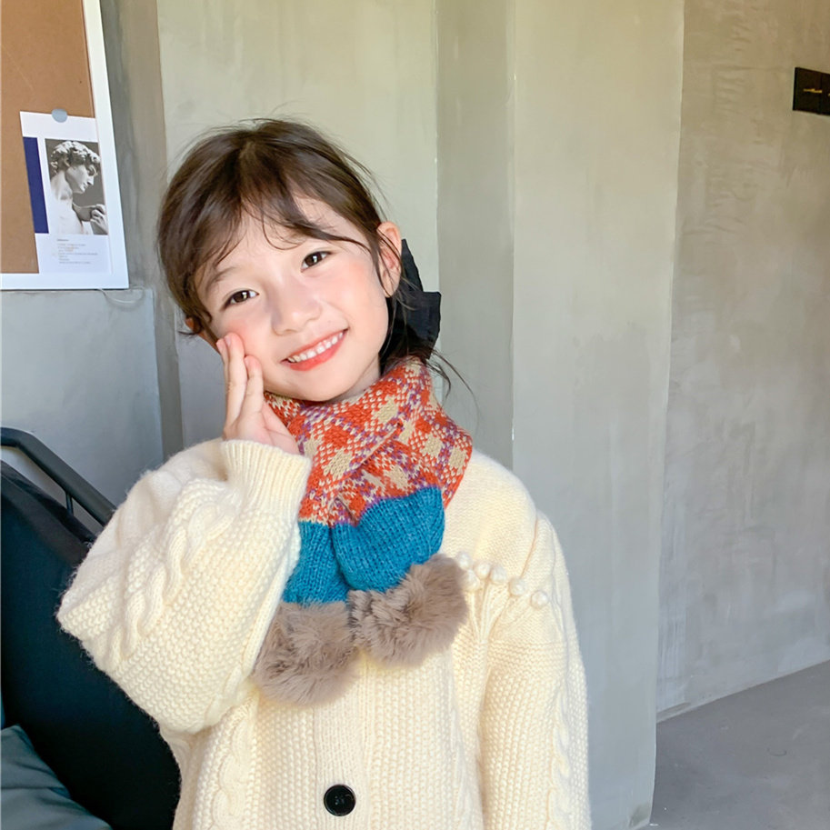 韩版儿童围巾针织交叉男童女童围脖冬季保暖脖套卡通宝宝毛线围脖,淘宝优惠券,粉丝福利购,淘宝优惠卷