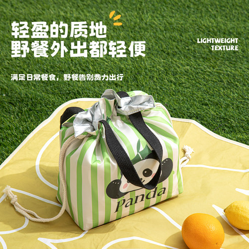 日式卡通抽绳卡通便当袋学生带饭便当包保温饭盒袋餐包袋子束口袋 - 图1