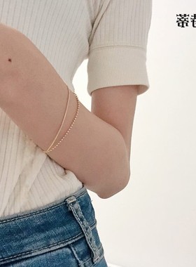 洗澡不用摘钛钢镀18k金色ins手链