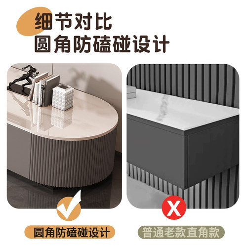 电视柜客厅家用2025新款小户型现代简约落地岩板茶几电视机柜组合 - 图2