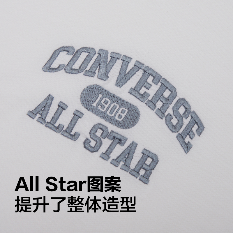 CONVERSE匡威官方 春夏男简约圆领插肩袖拼色全棉长袖T恤10028006