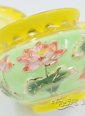 栖真安福 陶瓷1号/5号上品莲花珐琅瓷供杯 陶瓷供水杯 陶瓷圣水杯