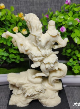 象牙果骑马关公摆件武财神关公像关羽人物家居收藏工艺品