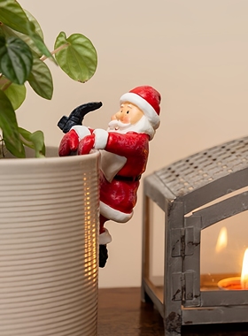 雪人雕像花盆花瓶壁挂装饰品跨境新品圣诞节老人树脂工艺摆件礼物