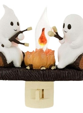 跨境 Ghost Campfire Flickering Nightligh万圣节幽灵小夜灯装饰