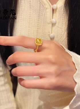 新款沙金爆闪拉丝小方糖戒指女2025年轻奢高级感时尚食指戒指环