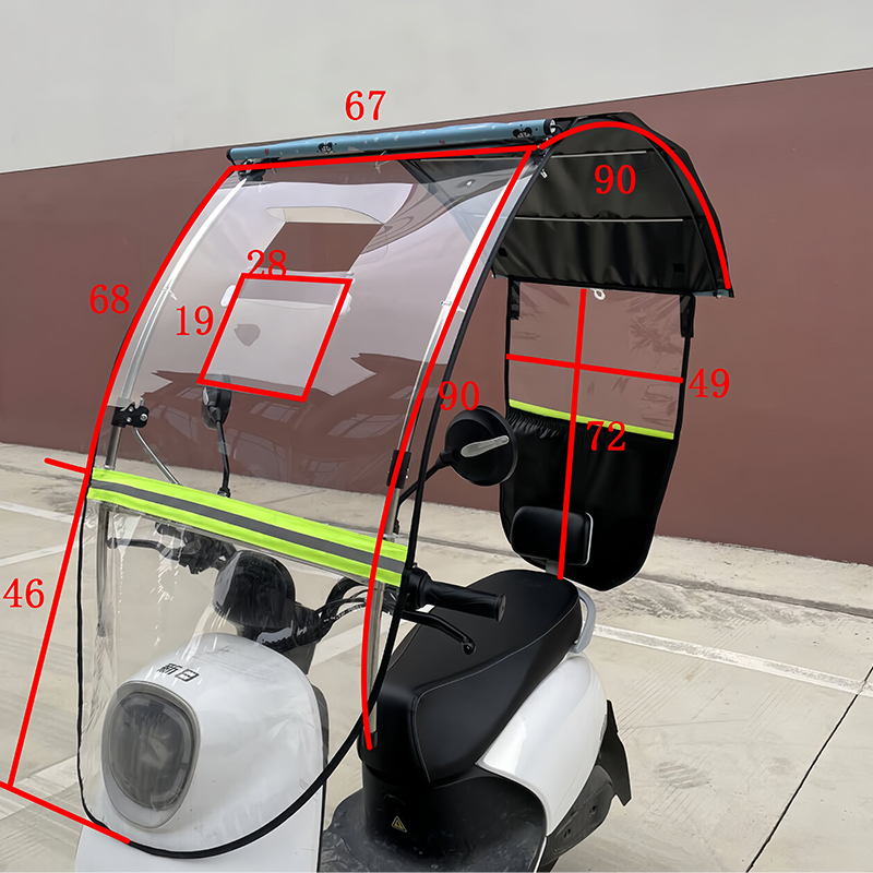 电动车挡雨神器电瓶车挡风雨棚冬季挡风板秋冬挡风棚可伸缩雨披-图0