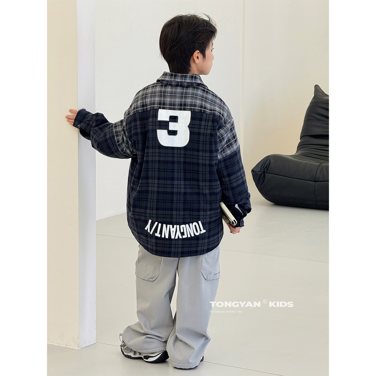 男童加绒外套2025冬装新款中大童加厚上衣韩版拼色格子儿童衬衫潮,淘宝优惠券,粉丝福利购,淘宝优惠卷