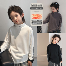 Children hit undershirt 2023 winter dress new boy derdown t-shirt thickened baby half-high-collar large child compassionate warm