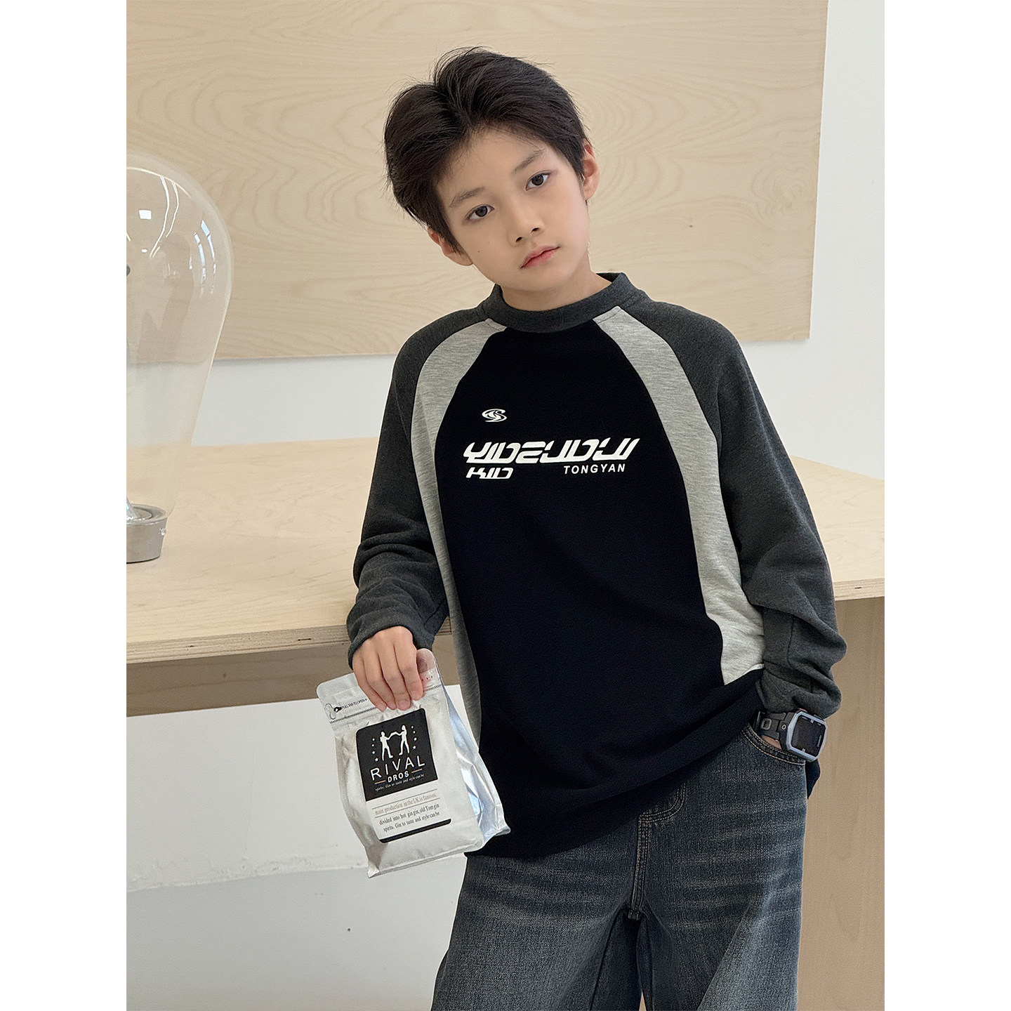 儿童打底衫2025冬装新款自制中大童加厚上衣宝宝10A抗菌男童T恤暖,淘宝优惠券,粉丝福利购,淘宝优惠卷