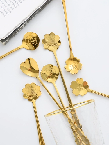 Японская палочка для смешивания из нержавеющей стали, кофейная ложка, в цветочек