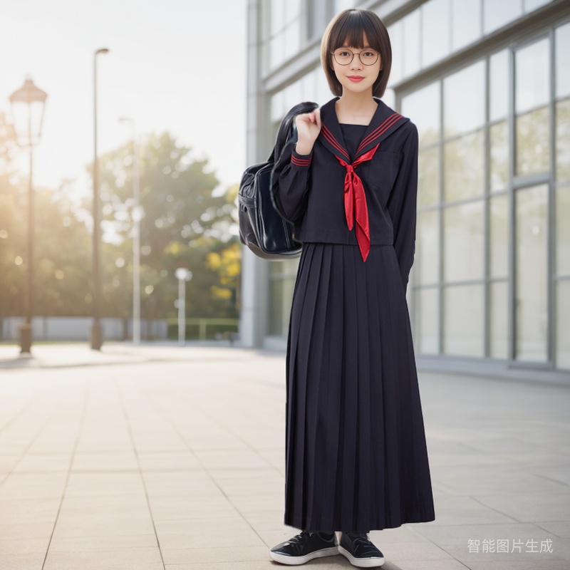 中牌制服馆 不良少女jk制服裙学院风秋冬基础款纯色百褶裙中长款 - 图3