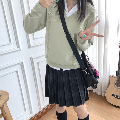 中牌制服馆碳灰春夏原创JK制服格裙校供校园百褶裙深色短裙学院风 - 图1