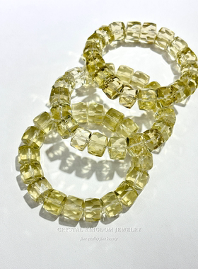 天然柠檬黄手串柠檬晶车轮切角手串招米米水晶可diy男生对象礼物