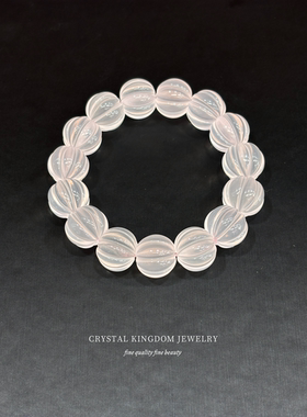 天然莫桑比克粉晶精工南瓜珠手串男女生文玩手链情侣长辈高档礼物