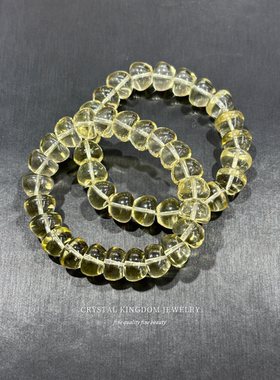 天然净体黄水晶手串聚宝盆苹果珠手链可diy文玩文艺男生情侣礼物