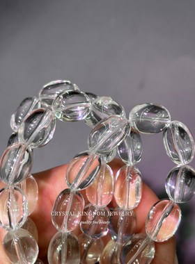 天然白水晶糖豆手链diy原创文玩首饰配珠饰品串珠情侣手串礼物