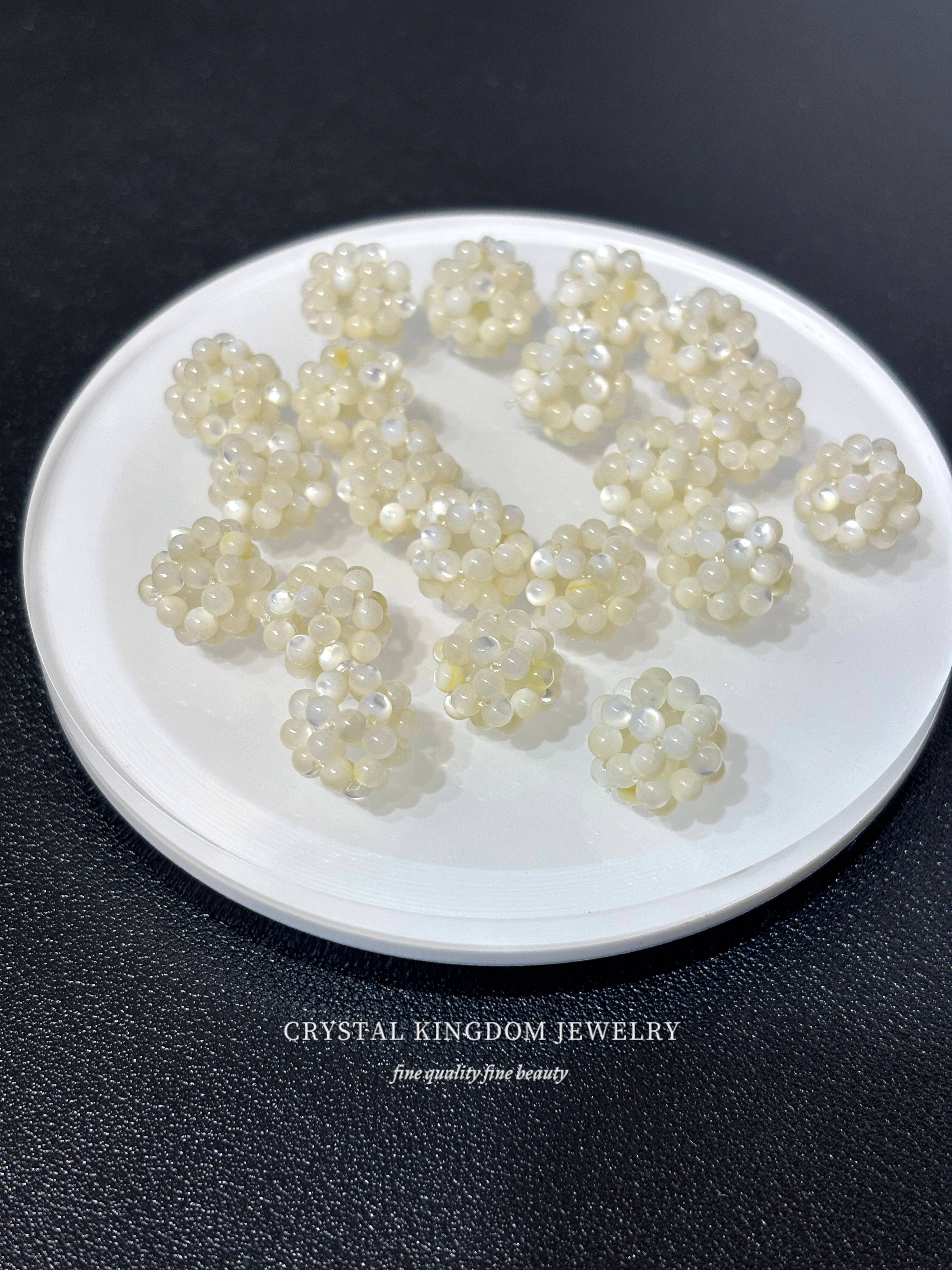 天然白蝶贝绣球珠散珠单珠diy原创水晶手链编织手工吊坠配件车挂 - 图3