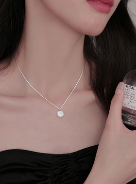 Z小姐925纯银白贝壳方块项链