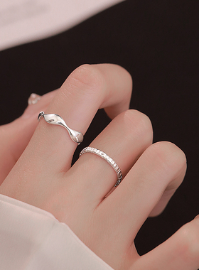 Z小姐925银不规则混搭食指戒指