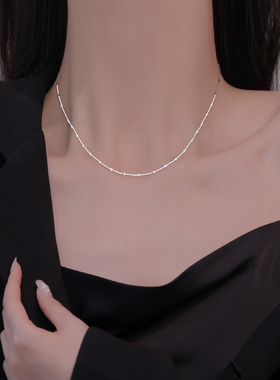 Z小姐999纯银极简闪片裸链项链