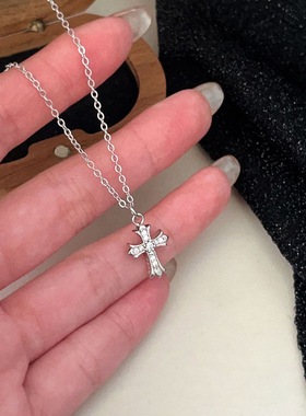 s925纯银十字架项链女2024年新款小众设计高级感百搭锁骨链送闺蜜
