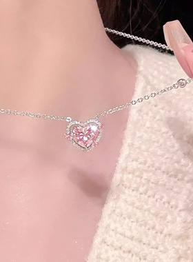 守护之心爱心S999足银项链女轻奢小众纯银锁骨颈链情人节送女友