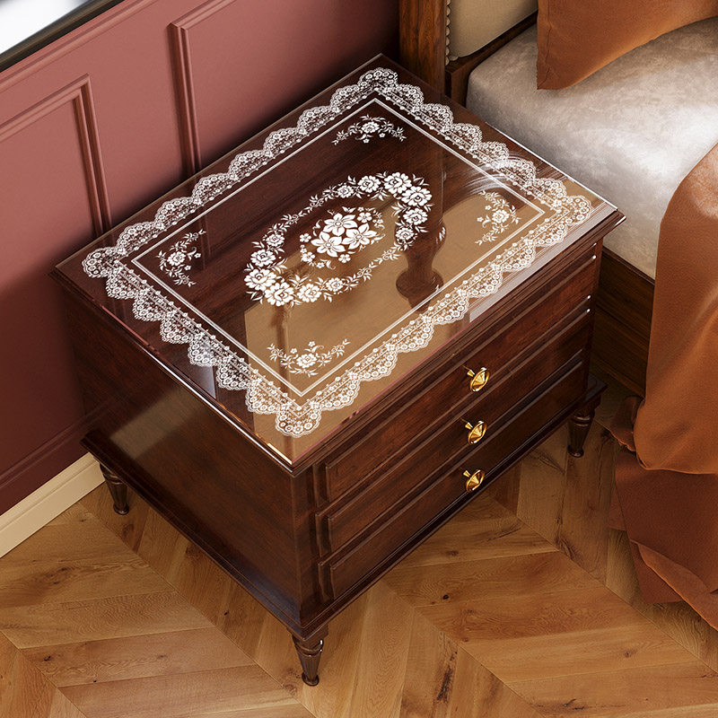 蕾丝透明床头柜垫子盖布防水防尘轻奢高级感pvc水晶板桌面保护垫,淘宝优惠券,粉丝福利购,淘宝优惠卷