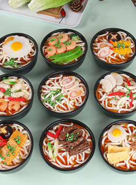 仿真碗面条 假食物鸡蛋面 排骨面条碗盖浇饭 乌冬面粉饭玩具模型