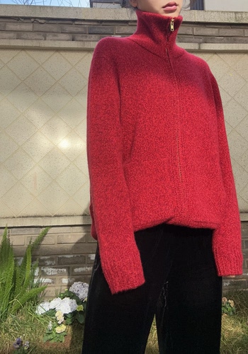 康赛妮拉链衫康赛妮花纱开衫 一百羊绒 羊绒衫 超美 重磅正品纱线 - 图0