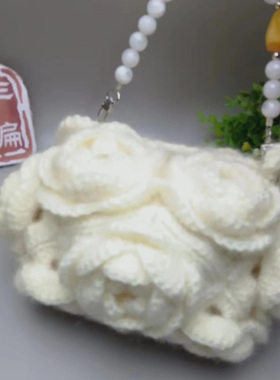 手工编织玫瑰花手包成品和材料包