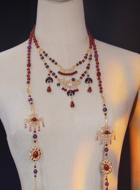 芳菲雪手工汉服仿子夜归田曦薇同款十三余王母鬼宴长流苏项链配饰