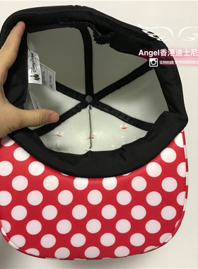 香港迪士尼乐园 米妮波点可爱大头棒球帽 红色卡通帽子