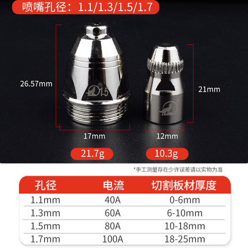 正品黑狼P80割嘴电极喷嘴LGK100A气冷等离子嘴子切割枪头配件原装 - 图2