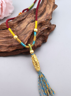 原创设计沙金天珠流苏项链毛衣链