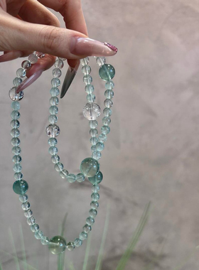 原创天然绿水晶手链多圈转运珠手串绿萤石绿萤石手链女小众女款