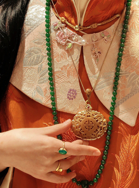 玉石碧玉毛衣链女款项链阳绿气质