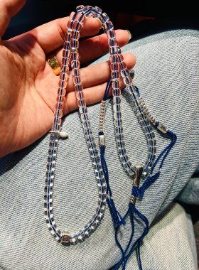 高品质10A天然白水晶直切佛珠手链纯银项链金刚杵文玩念珠男女款