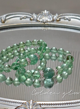 原创苹果绿天然绿萤石手链单圈手串送女友闺蜜礼物气质百搭显白女