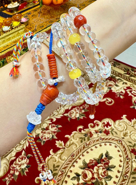 10A天然净体白水晶大苹果珠108念珠佛珠老型珠手链南红莲花珠足银