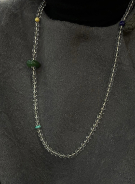 原创10A天然白水晶项链108颗佛珠手串和田碧玉南红蜜蜡绿松石念珠