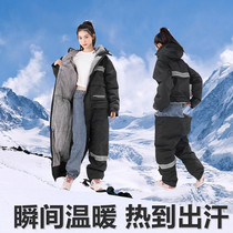 Military Cotton Great Clothes Men And Women Winter Thickening Plus Suede Long Style Fishing Cotton Clothing Cryogenic Freezer Cold Chain Conjoined Anti-Chill Clothing