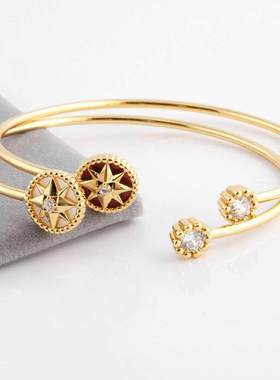 D l o r o l D家高端八芒星罗盘贝母带钻手镯女欧美天然贝母手镯