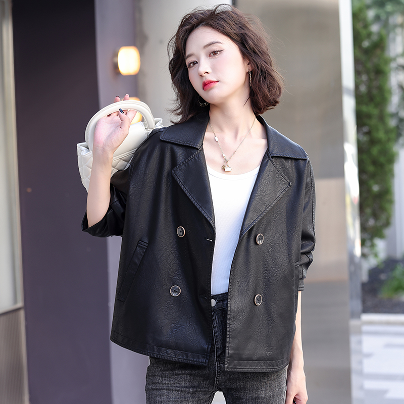2025新款海宁真皮皮衣女短款修身显瘦绵羊皮皮夹克宽松大码皮外套 - 图0