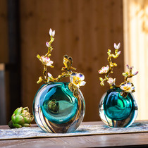Romaniny New Enamel Stained Glass Vase Living Room Hem Handmade Creative Light Lavish Decorative Cabinet Artworks
