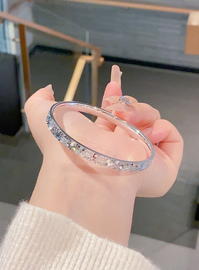 叶子碎冰冰足银手镯银手镯